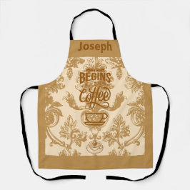 Das Leben beginnt mit Kaffee Schürze