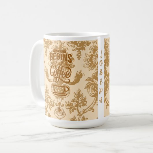 Das Leben beginnt mit Kaffeetasse (Vorderseite Links)