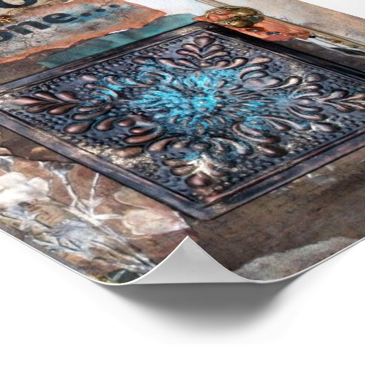 Das Leben beginnt mit Zitat Mixed Media Art Print Poster (Ecke)