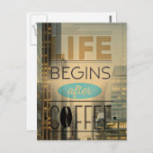 Das Leben beginnt nach dem Coffee-Coffein-Addict Postkarte (Vorne/Hinten)
