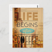 Das Leben beginnt nach dem Coffee-Coffein-Addict Postkarte (Vorne/Hinten)