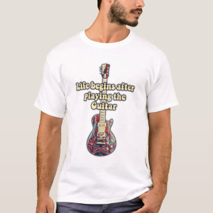 Das Leben beginnt nach dem Gitarrenspielen. Retro- T-Shirt