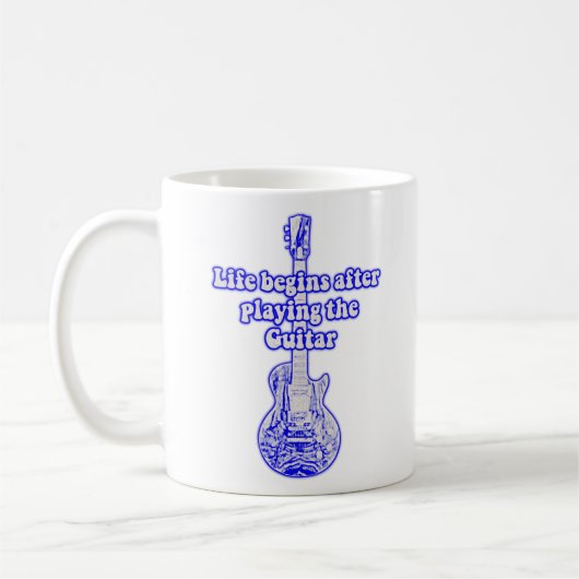 Das Leben beginnt nach dem Gitarrenspielen. Vintag Kaffeetasse (Links)