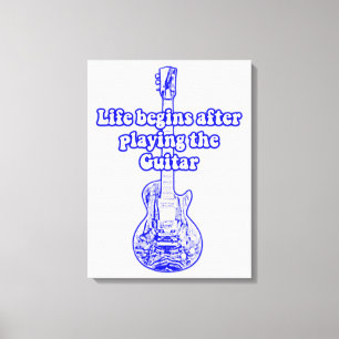 Das Leben beginnt nach dem Gitarrenspielen. Vintag Leinwanddruck