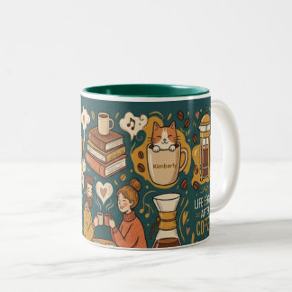 Das Leben beginnt nach dem Kaffee, benutzerdefinie Zweifarbige Tasse