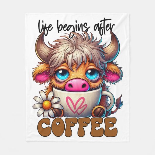 Das Leben beginnt nach dem Kaffee Fleecedecke (Vorderseite)