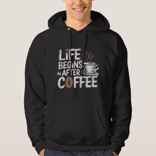 Das Leben beginnt nach dem Kaffee - Funny Coffee L Hoodie (Vorderseite)