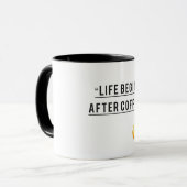 Das Leben beginnt nach dem Kaffee - Funny Quote Ka Tasse (Vorderseite Links)