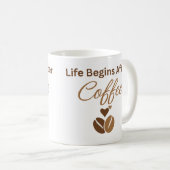 Das Leben beginnt nach dem Kaffee, gemütlicher Mor Kaffeetasse (VorderseiteRechts)