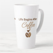 Das Leben beginnt nach dem Kaffee, gemütlicher Mor Milchtasse (Rechte Ecke)