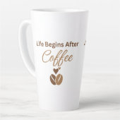 Das Leben beginnt nach dem Kaffee, gemütlicher Mor Milchtasse (Linke Ecke)