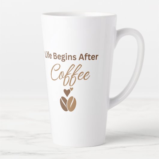 Das Leben beginnt nach dem Kaffee, gemütlicher Mor Milchtasse (Rechts)
