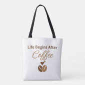 Das Leben beginnt nach dem Kaffee, gemütlicher Mor Tasche (Rückseite)