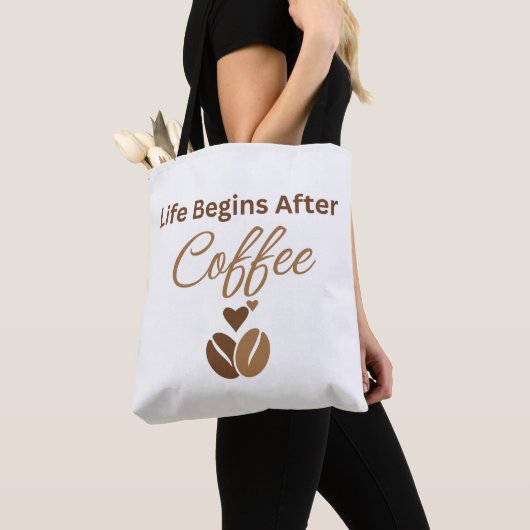 Das Leben beginnt nach dem Kaffee, gemütlicher Mor Tasche (Von Nahem)