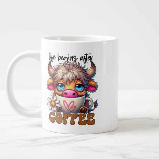 Das Leben beginnt nach dem Kaffee  Jumbo-Tasse (Links)