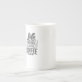Das Leben beginnt nach dem Kaffee - Kaffee-Zitat D Porzellantasse