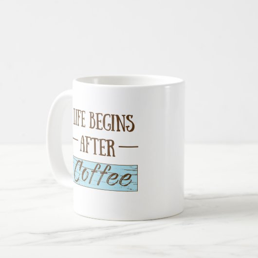 Das Leben beginnt nach dem Kaffee lustiges Coffein Kaffeetasse (Vorderseite Links)