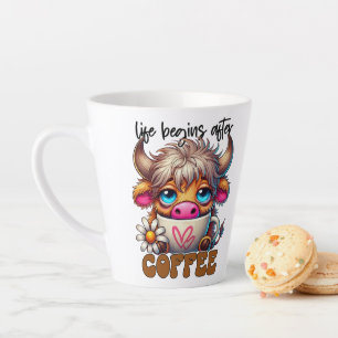 Das Leben beginnt nach dem Kaffee Milchtasse