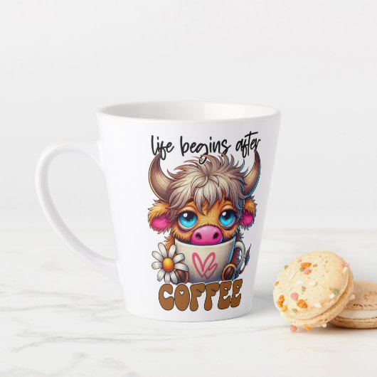 Das Leben beginnt nach dem Kaffee Milchtasse (Beispiel)