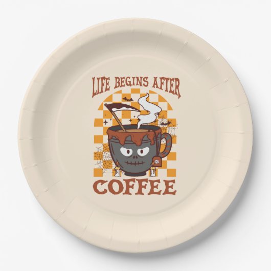 Das Leben beginnt nach dem Kaffee Pappteller (Vorderseite)