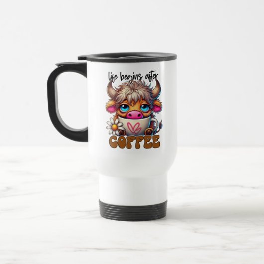 Das Leben beginnt nach dem Kaffee  Reisebecher (Links)