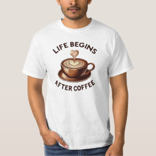 Das Leben beginnt nach dem Kaffee - Retro-Kaffee L T-Shirt