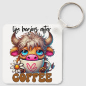 Das Leben beginnt nach dem Kaffee Schlüsselanhänger (Rückseite)