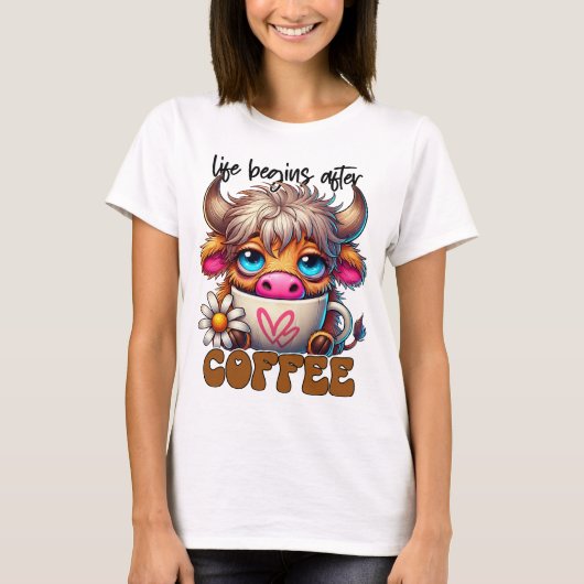 Das Leben beginnt nach dem Kaffee T-Shirt (Vorderseite)