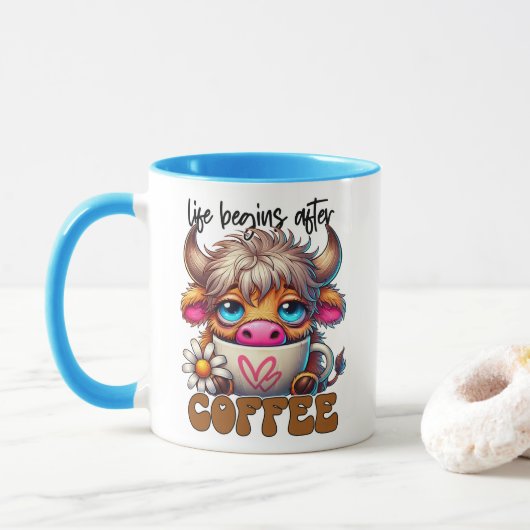 Das Leben beginnt nach dem Kaffee Tasse (Mit Donut)