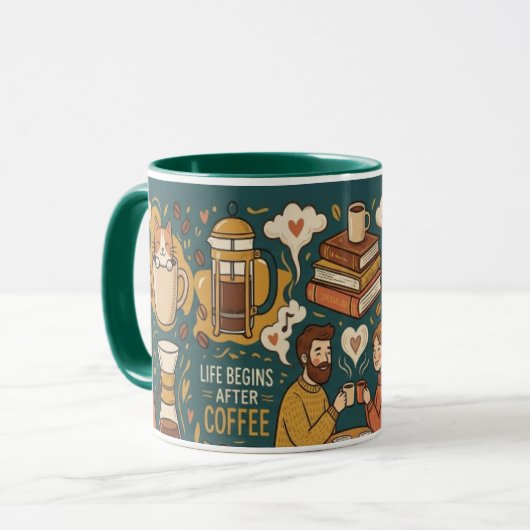 Das Leben beginnt nach dem Kaffee  Tasse (Vorderseite Links)