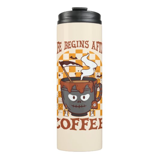 Das Leben beginnt nach dem Kaffee Thermosbecher (Vorderseite)