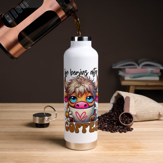 Das Leben beginnt nach dem Kaffee  Trinkflasche (Kaffee (gedreht))