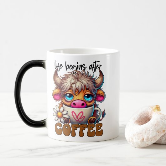 Das Leben beginnt nach dem Kaffee Verwandlungstasse (Mit Donut)
