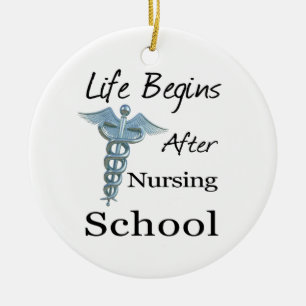 Das Leben beginnt nach der Nursing School Funny Nu Keramik Ornament