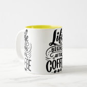 Das Leben beginnt nach der Tasse des Kaffees - küh (Vorderseite Links)