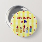 "Das Leben beginnt um 50" Button der farbenfrohen (Vorne & Hinten)