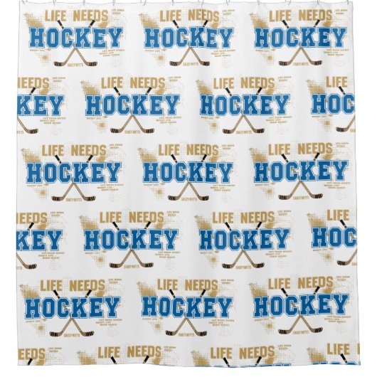 Das Leben benötigt Hockey-Badezimmer-Hockey-Stöcke Duschvorhang (Vorderseite)