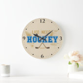 Das Leben braucht Hockey Man Höhle Raum Dekoration Große Wanduhr (Zuhause)