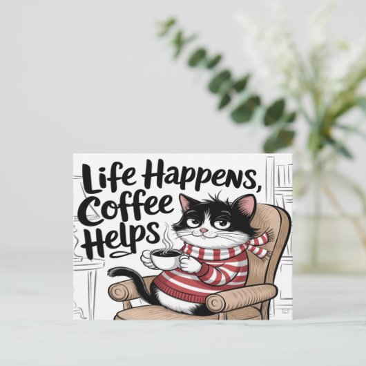 Das Leben bringt Kaffee Postkarte (Stehend Vorderseite)
