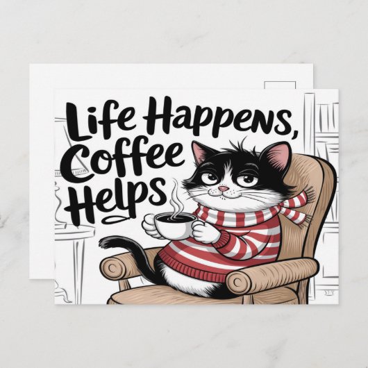 Das Leben bringt Kaffee Postkarte (Vorne/Hinten)