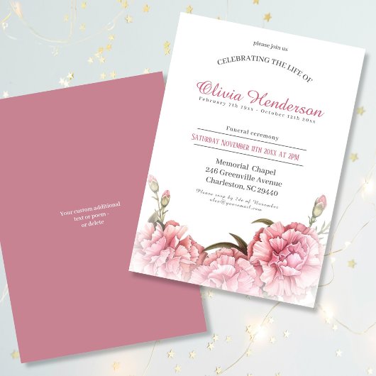 Das Leben der Beerdigung durch die Flora feiern Einladung