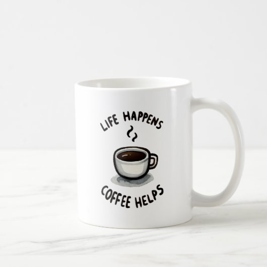 Das Leben, der Kaffee hilft - für den Kaffee Lover Kaffeetasse (Rechts)