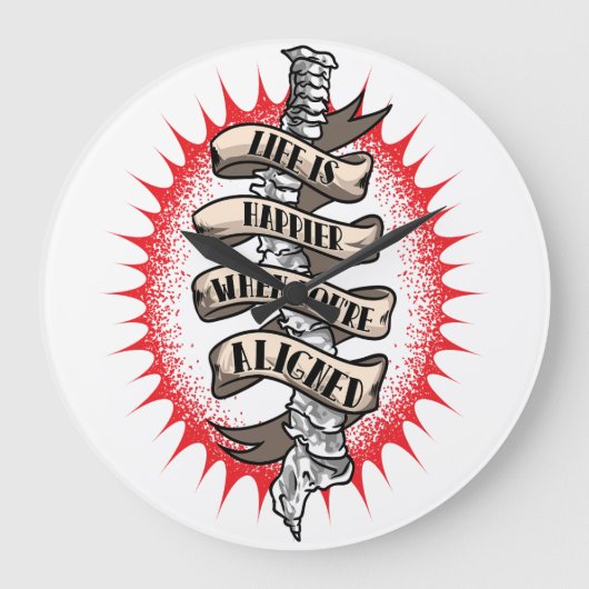 Das Leben des Chiropraktors ist glücklicher, wenn  Große Wanduhr (Vorderseite)