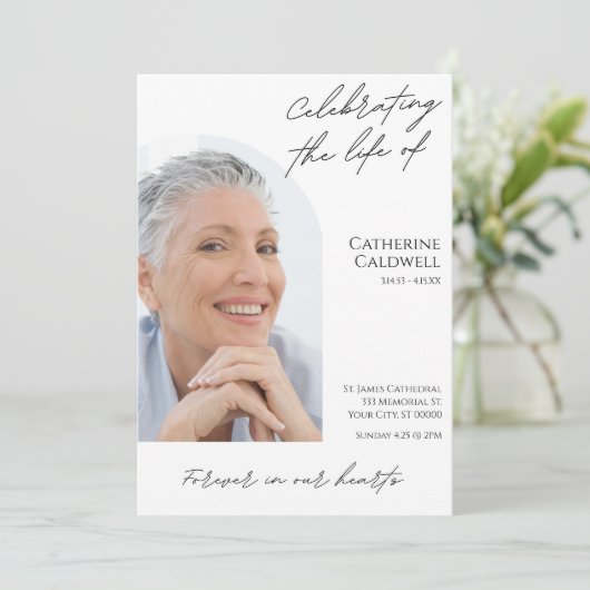 Das Leben des Minimalistischen Arch-Fotos würdigen Einladung (Stehend Vorderseite)