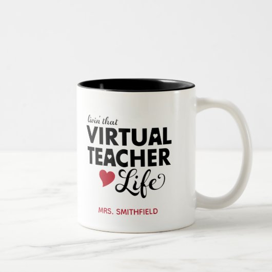 Das Leben des virtuellen Lehrers Zweifarbige Tasse (Rechts)