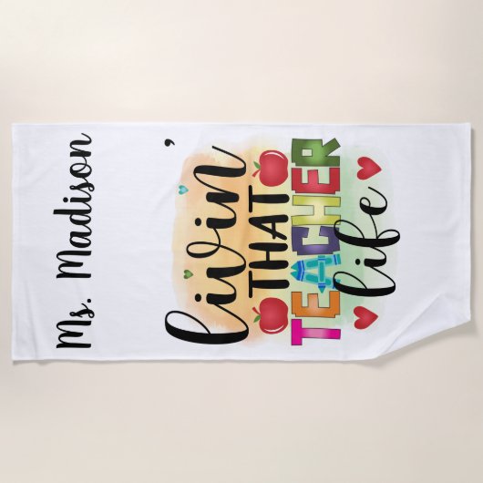 Das Leben dieses Lehrers - Geschenk für Lehrer Strandtuch (Vorderseite)