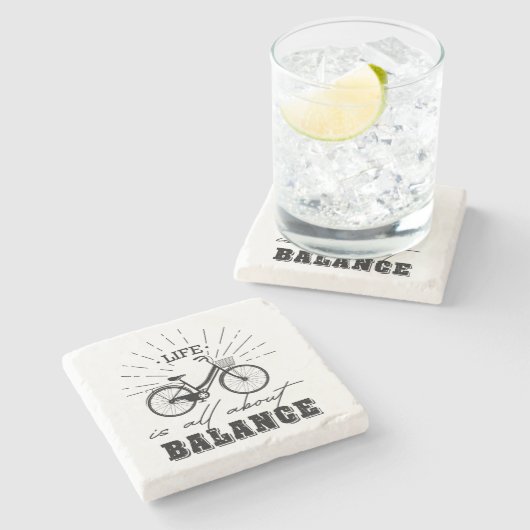 Das Leben dreht sich alles um Balance Steinuntersetzer (Seitenansicht)