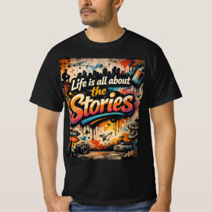 "Das Leben dreht sich um die Geschichten" T-Shirt
