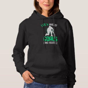 Das Leben dreht sich um Goals Field Hockey Player Hoodie
