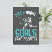 Das Leben dreht sich um Goals Hockey Player Eishoc Dankeskarte (Stehend Vorderseite)